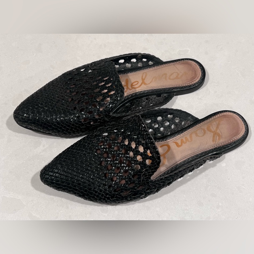 Womens Sam Edelman Navya Woven black mule shoes size 6.5
